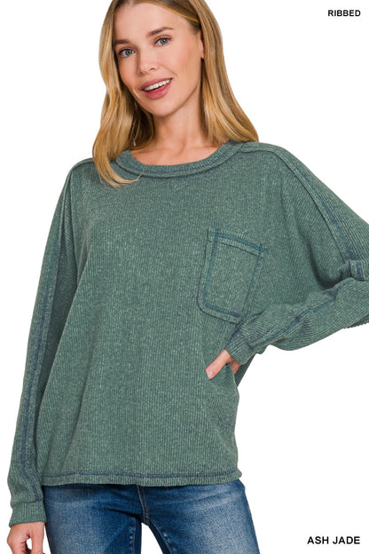 Brushed Ribbed Round Neck Sweater - Standard & Plus