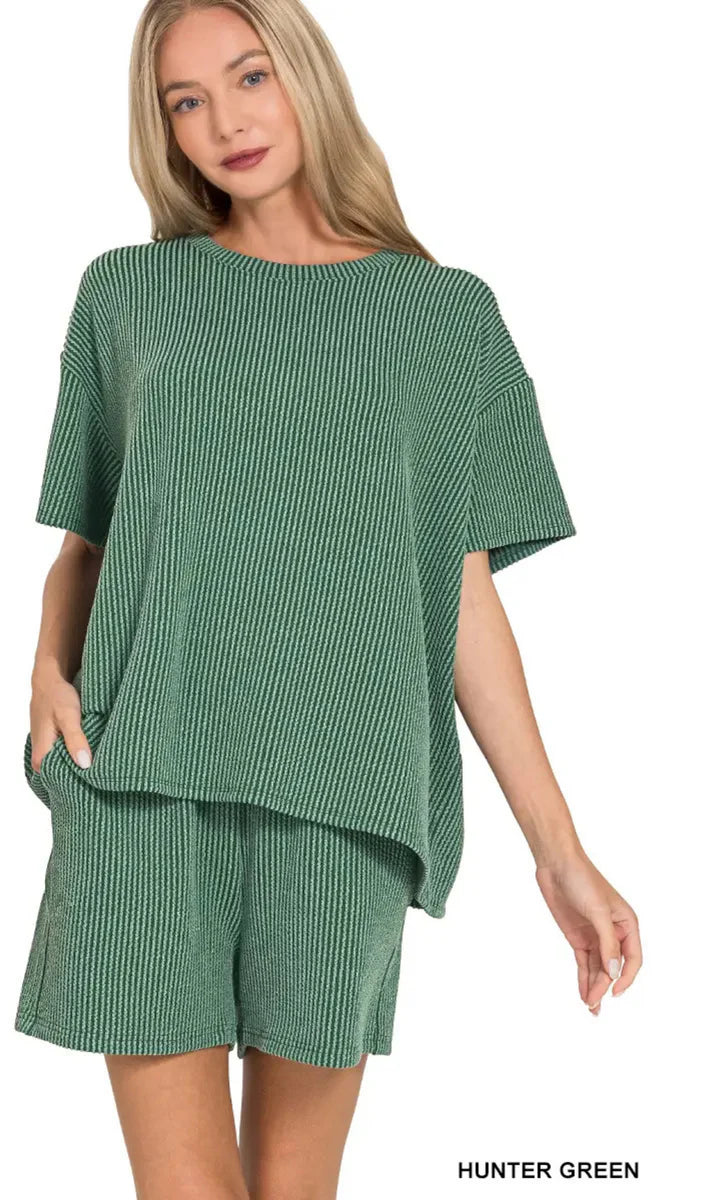 Raised Rib Short Sleeve Tee & Short Set