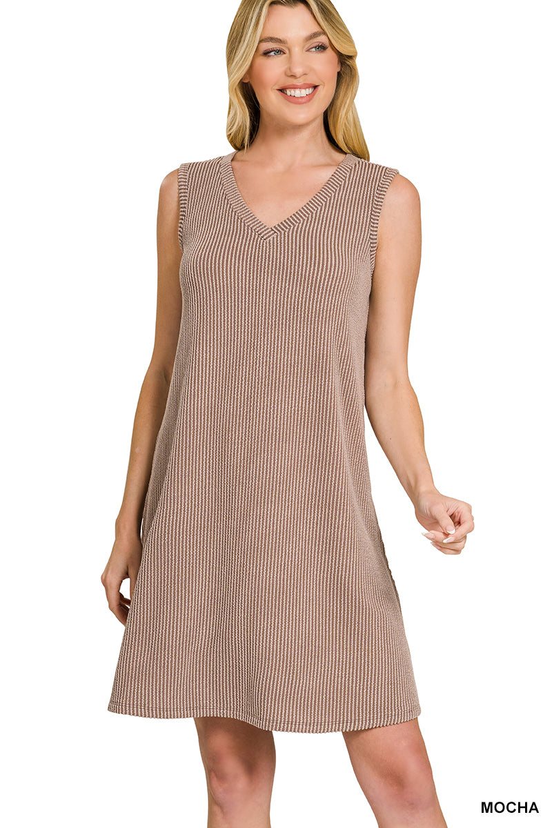 Raised Rib Sleeveless Mini Dress