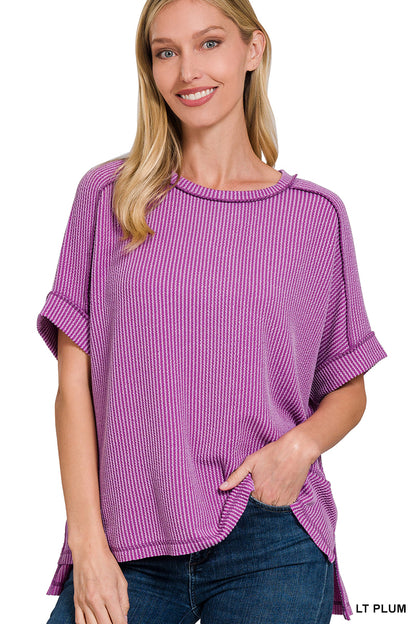 Raised Ribbed, Raw Edge Top - Color Options