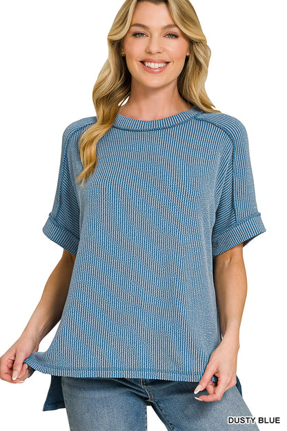 Raised Ribbed, Raw Edge Top - Color Options