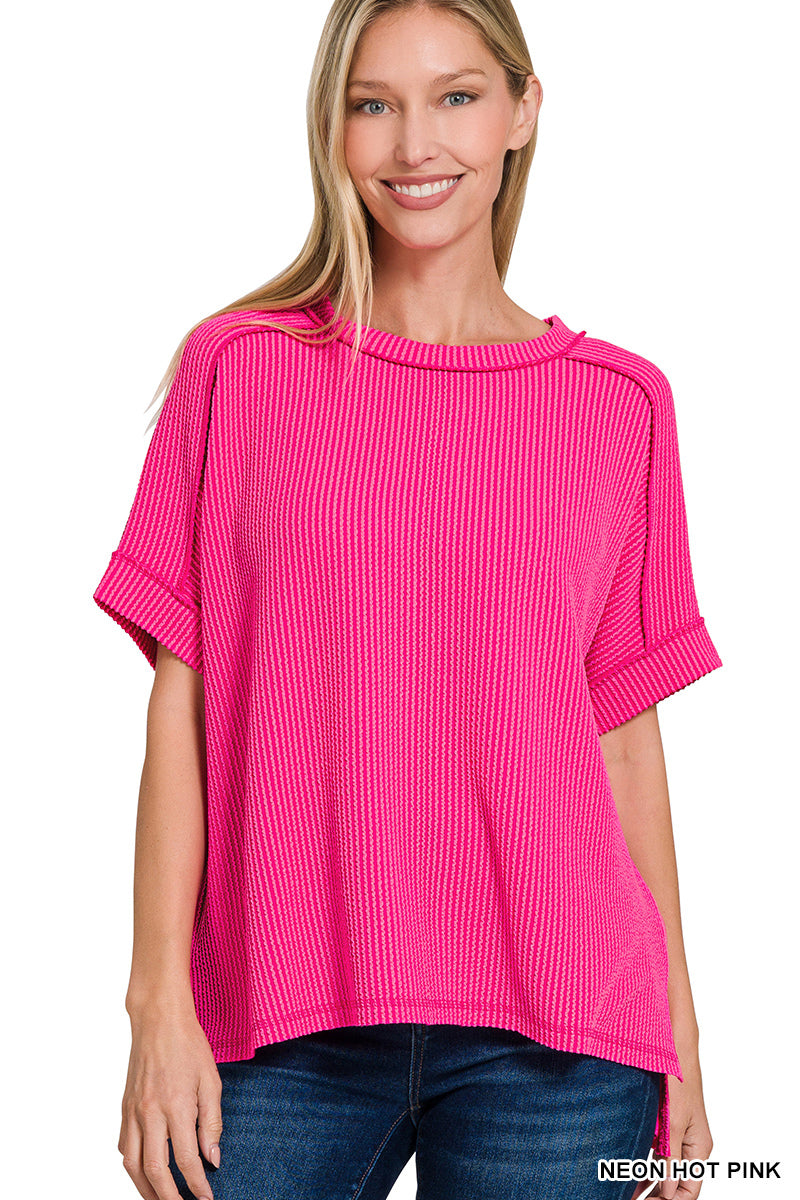 Raised Ribbed, Raw Edge Top - Color Options