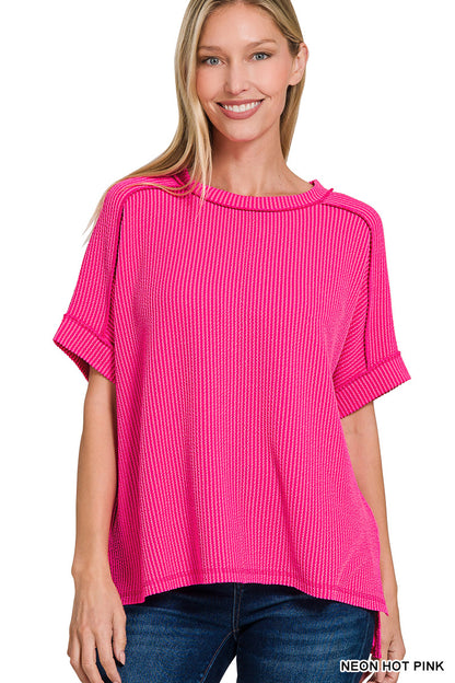 Raised Ribbed, Raw Edge Top - Color Options
