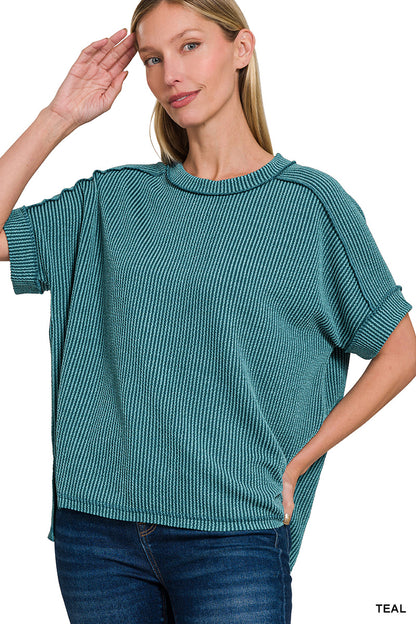 Raised Ribbed, Raw Edge Top - Color Options