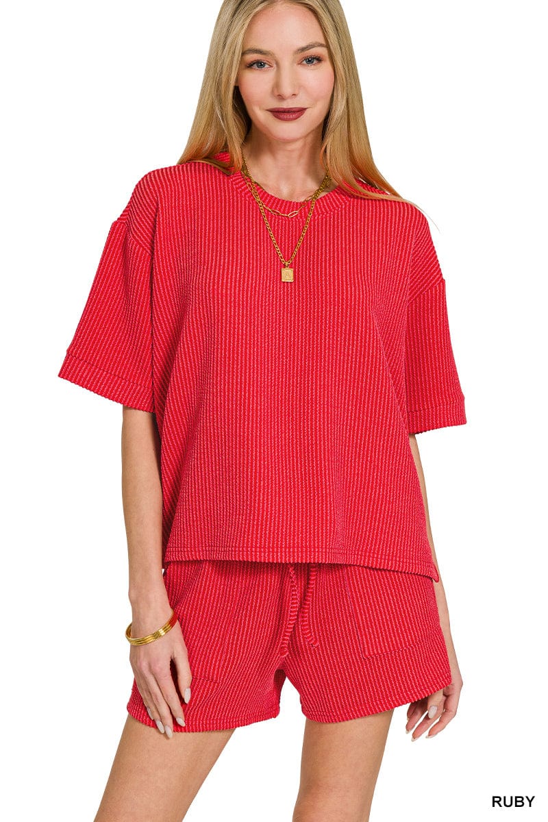 Raised Rib Short Sleeve Tee & Short Set