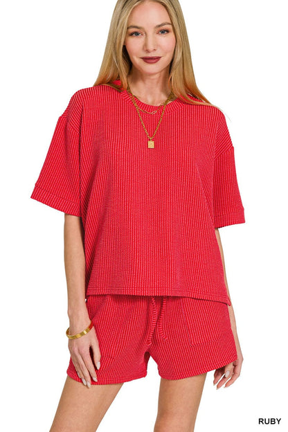 Raised Rib Short Sleeve Tee & Short Set
