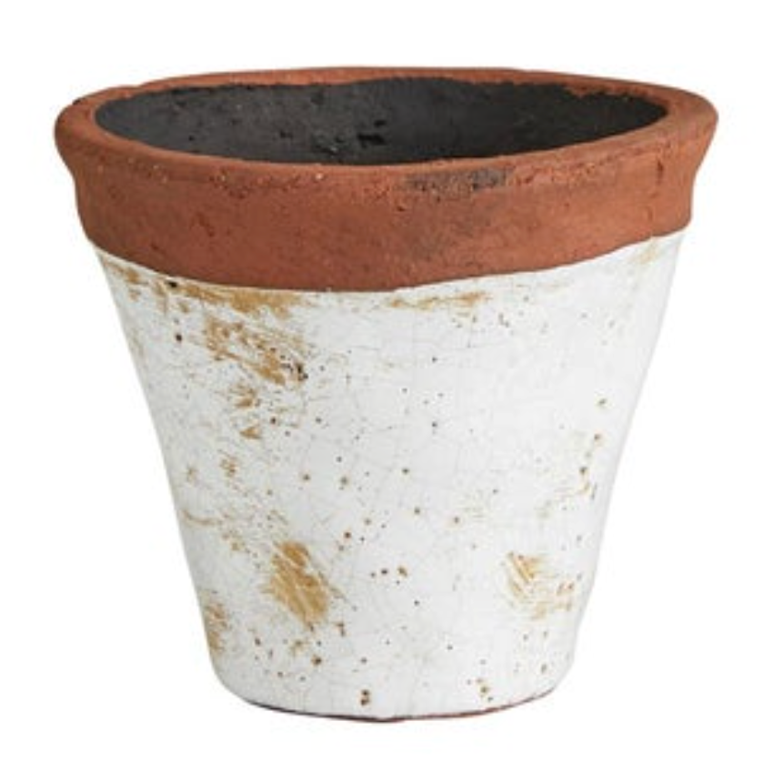 White and Terracotta Rough Finish Planter