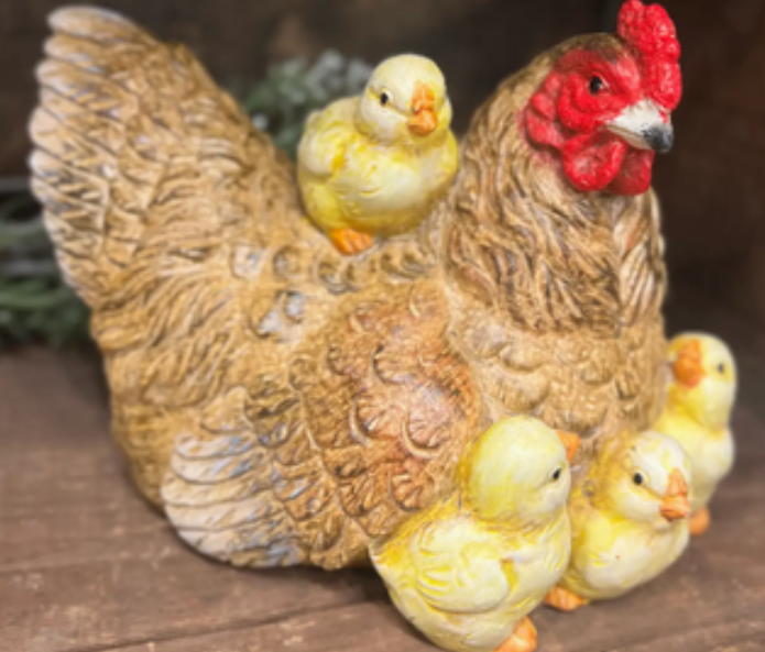 Mama Hen and Babies Statuary