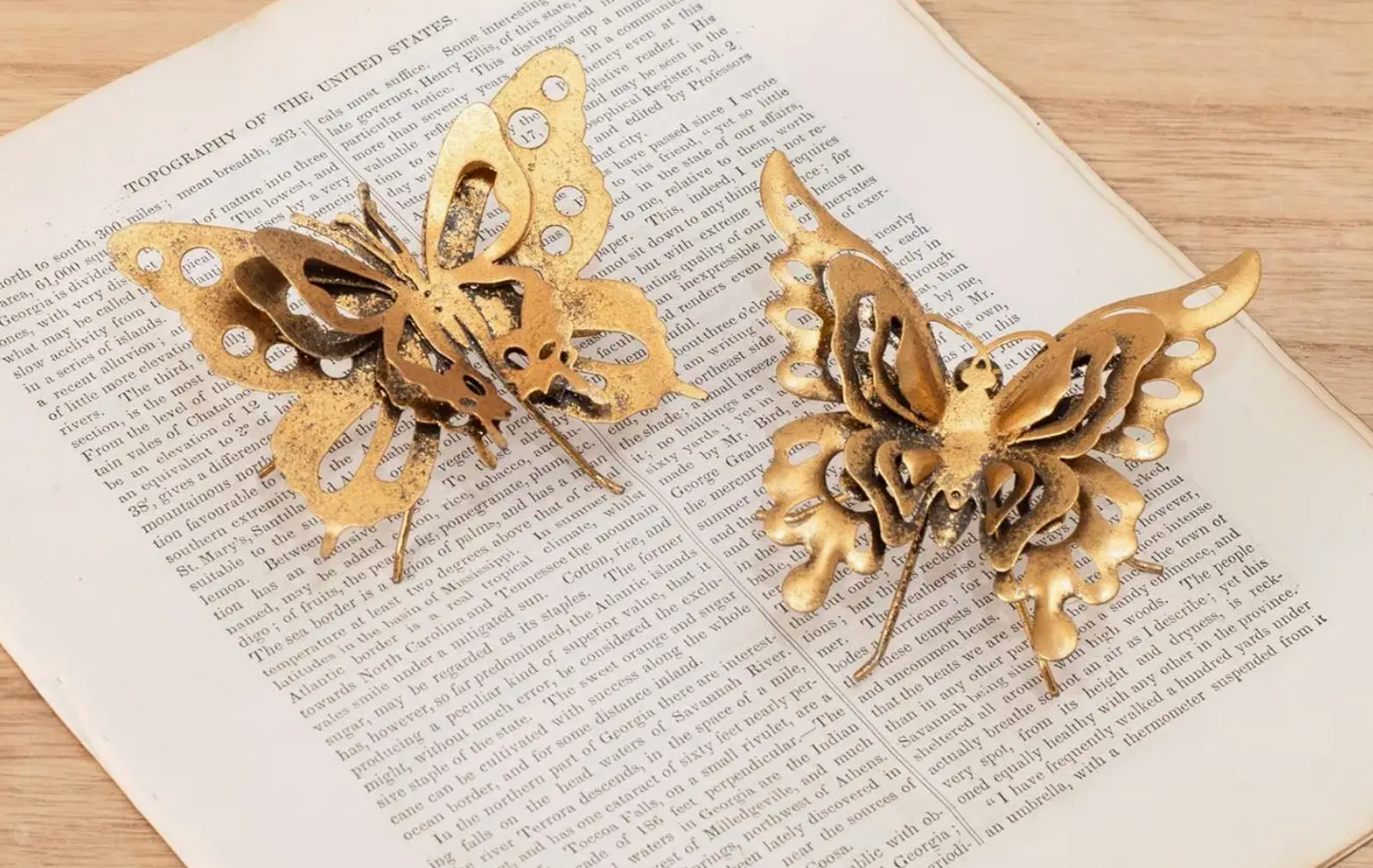 Metal Gold Butterfly  - Three Dimensional - Two Options