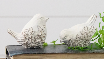 White Bird with Embossed Floral Design - Resin - 2 Options