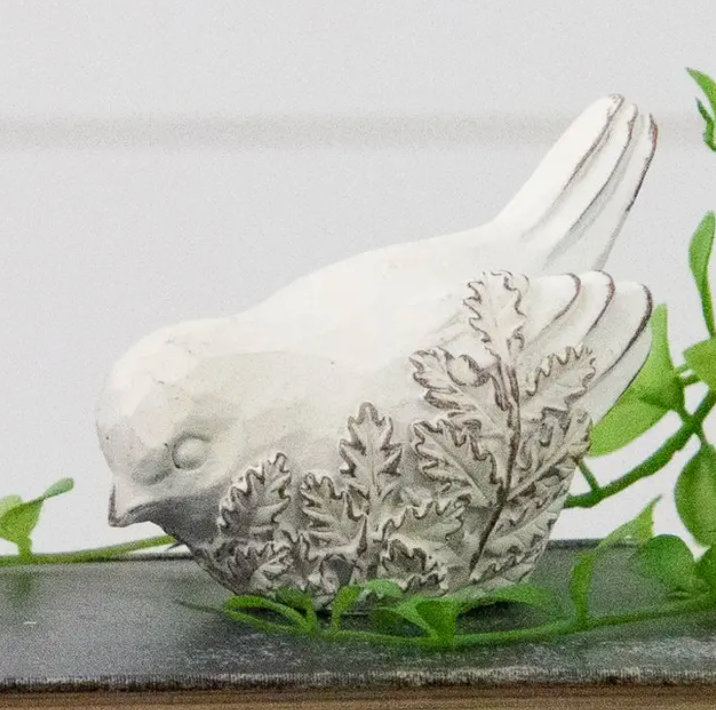 White Bird with Embossed Floral Design - Resin - 2 Options