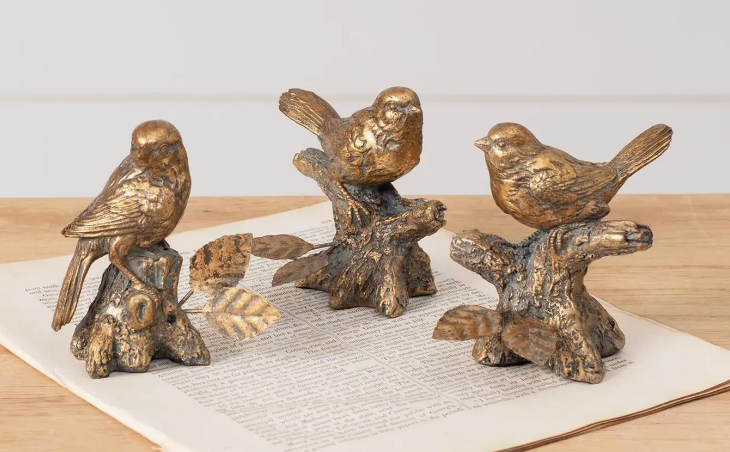 Antiqued Golden Bird Figurine - 3 Styles