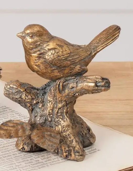 Antiqued Golden Bird Figurine - 3 Styles