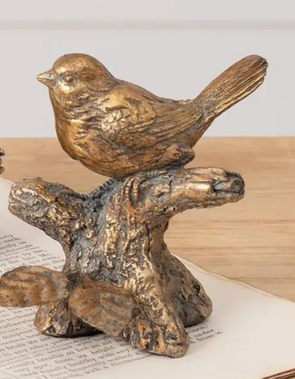 Antiqued Golden Bird Figurine - 3 Styles