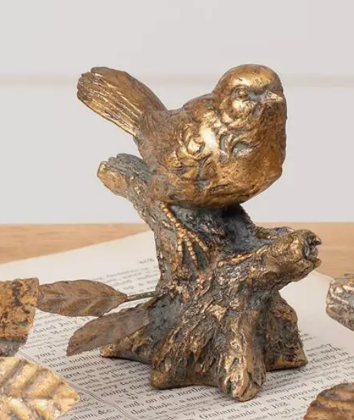 Antiqued Golden Bird Figurine - 3 Styles