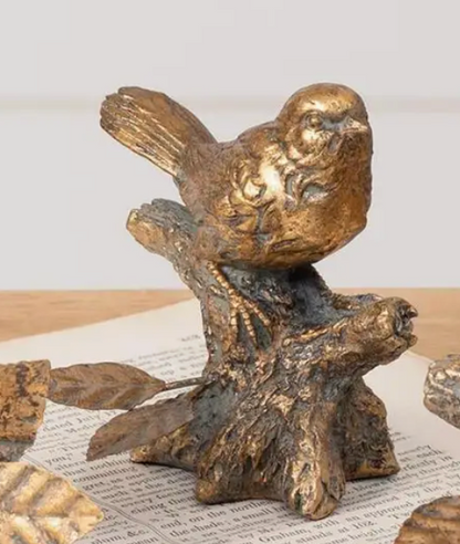 Antiqued Golden Bird Figurine - 3 Styles
