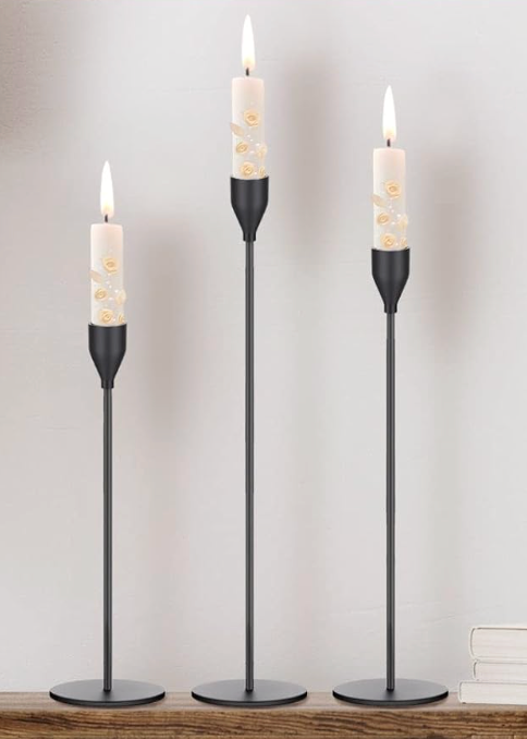 Metal Taper Holder Candlesticks - Black or Gold