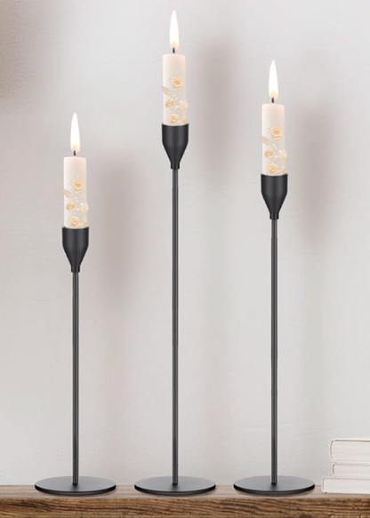 Metal Taper Holder Candlesticks - Black or Gold