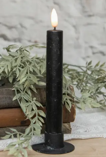 Black 3D Flameless Taper Candle - 7.25"