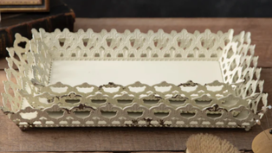Evelyn Scalloped Metal Tray - 3 Size Options