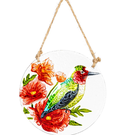 Round Hummingbird Glass Suncatcher - 4 Designs