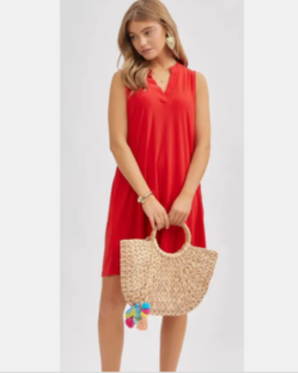 The Scarlett Sleeveless Notch Neck Dress