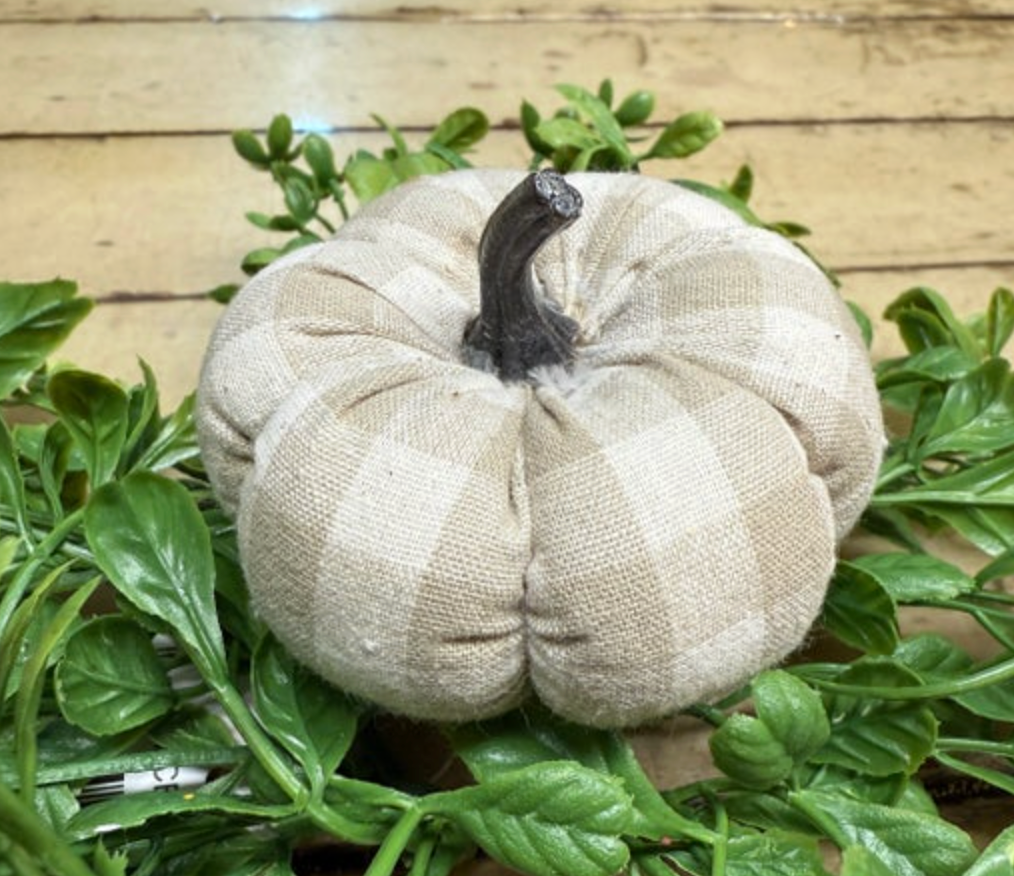 Neutral Plaid Mini Pumpkins - Assorted Fabric Colors