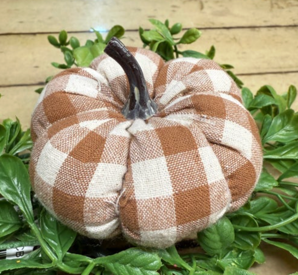 Neutral Plaid Mini Pumpkins - Assorted Fabric Colors