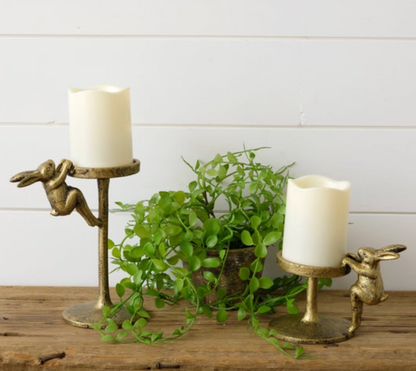 Golden Rabbit Pillar Candle Holder - 2 Sizes