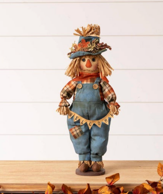 Scarecrow with Welcome Banner