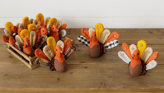 Fabric Mini Turkey with Button Accents