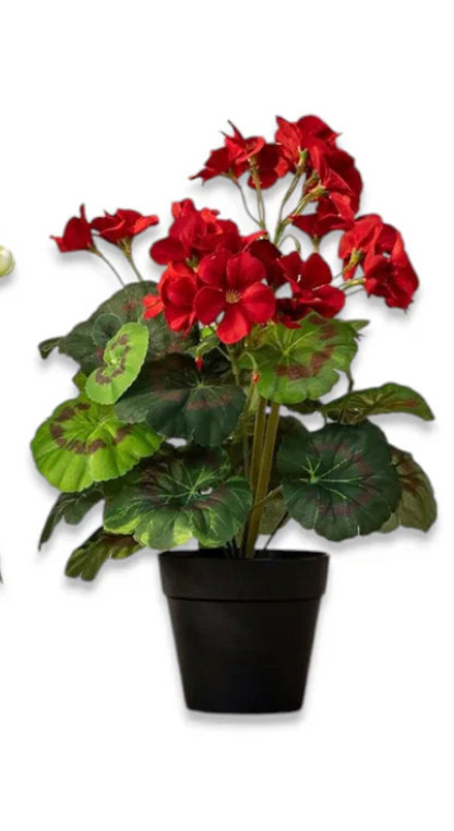 Potted Faux Geranium - 3 Color Options