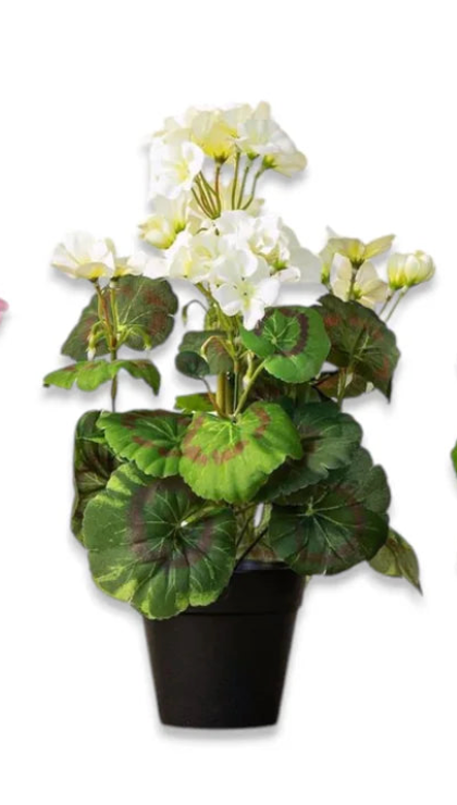 Potted Faux Geranium - 3 Color Options