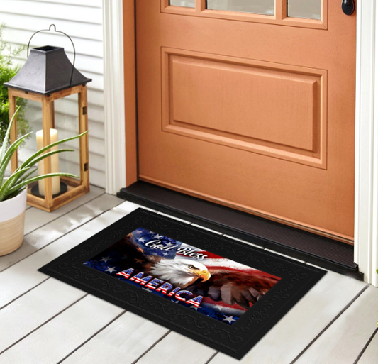 God Bless America Eagle Doormat Insert - Sassafras
