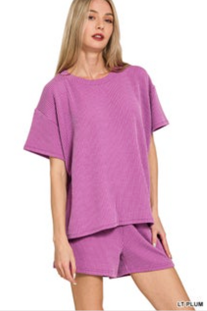 Raised Rib Short Sleeve Tee & Short Set