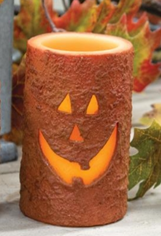 Jack O'Lantern Pillar Candle - LED