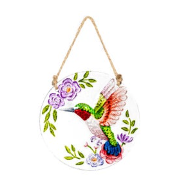 Round Hummingbird Glass Suncatcher - 4 Designs