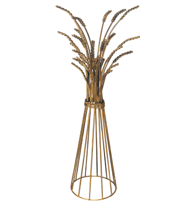 Wheat Taper Holder - Gold Metal