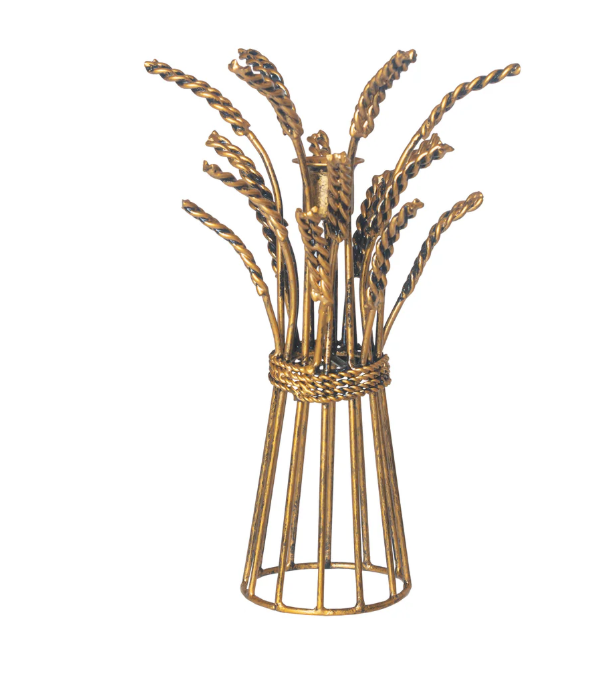 Wheat Taper Holder - Gold Metal