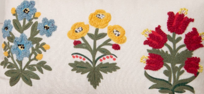 Garden Blooms Embroidered Lumbar Throw Pillow