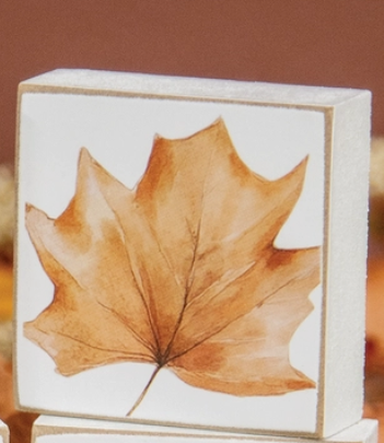 Hello Fall Watercolor Leaf Decorative Block - Four Color Options