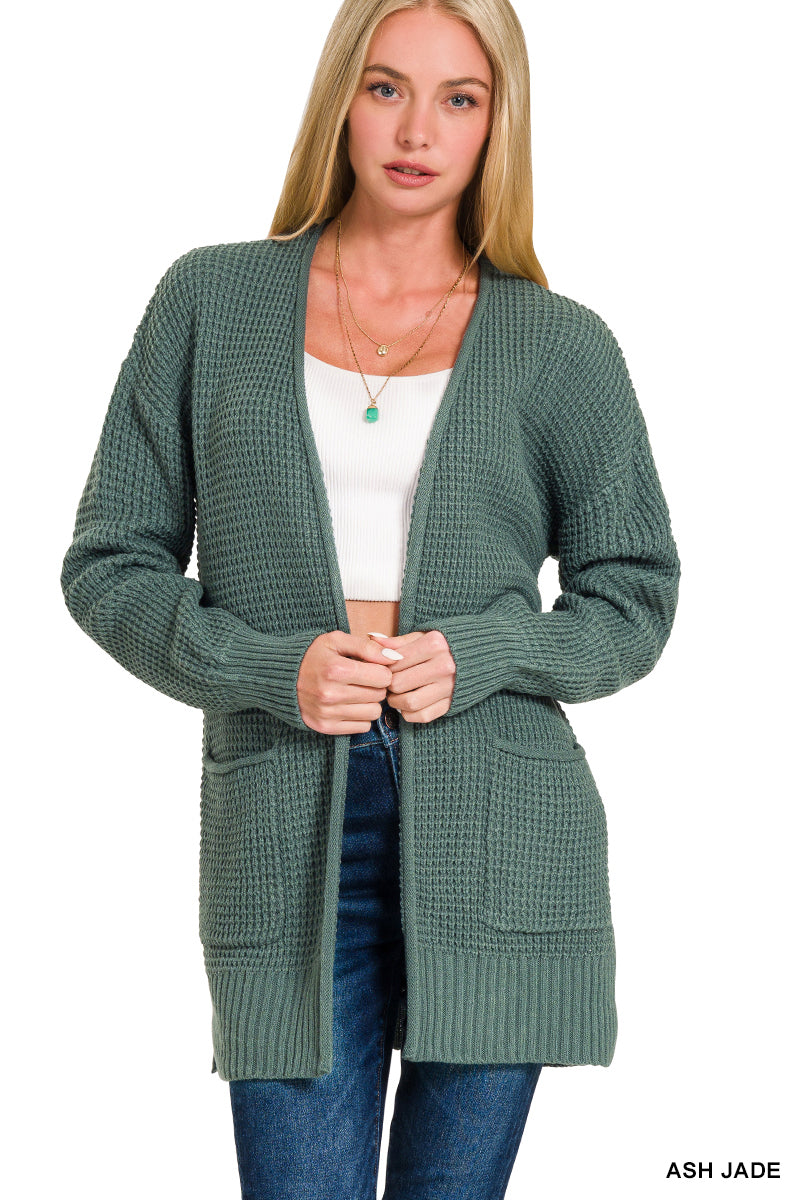 Waffle Open Cardigan Sweater - Color Options