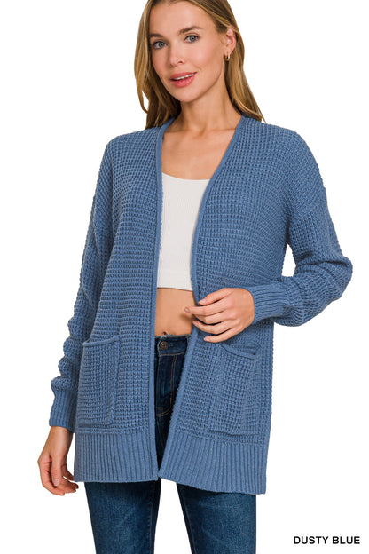 Waffle Open Cardigan Sweater - Color Options