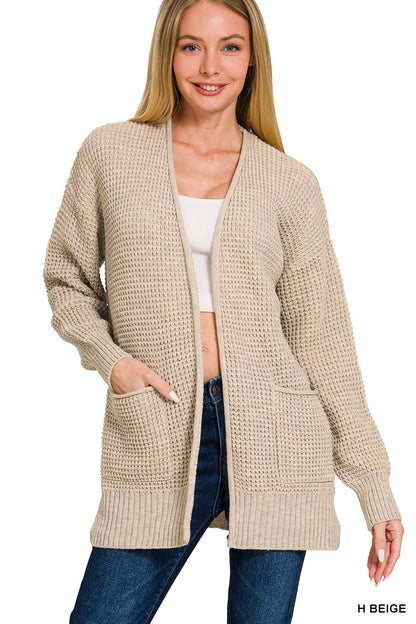 Waffle Open Cardigan Sweater - Color Options