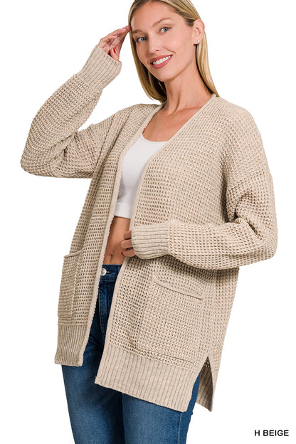 Waffle Open Cardigan Sweater - Color Options