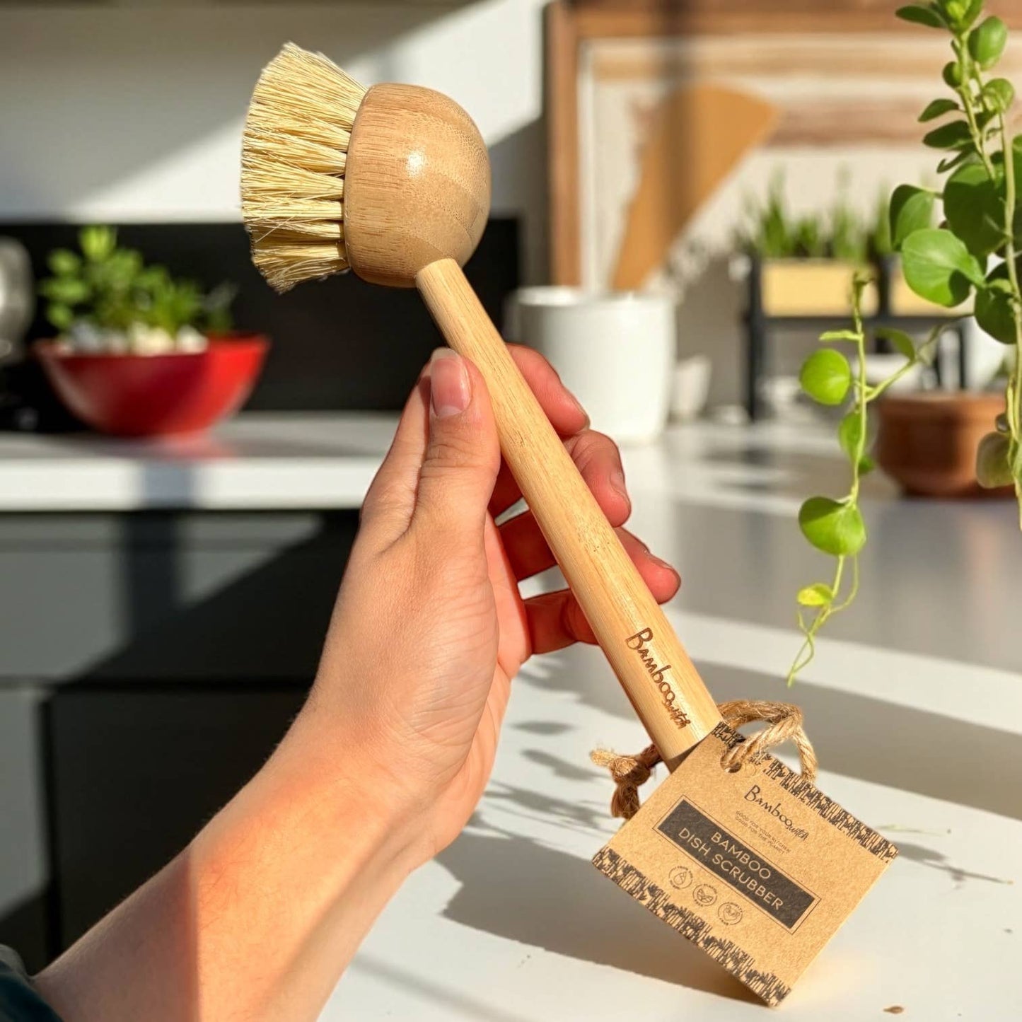 Bamboo Kitchen Dish Scrubber Brush