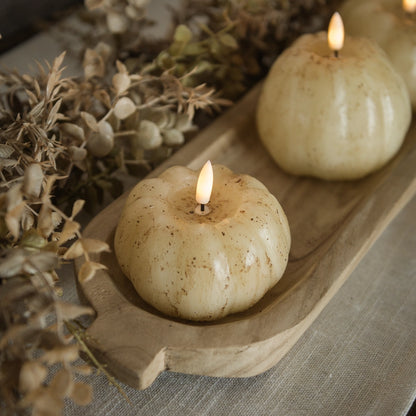 Cream Flameless Pumpkin Shaped Candle