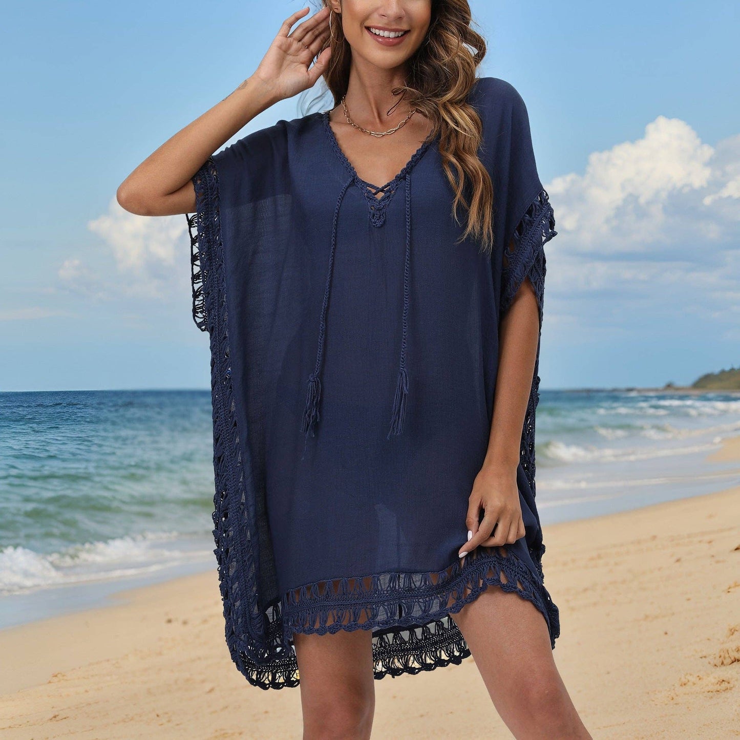 Crochet Trim Kaftan Cover Up - 3 Colors