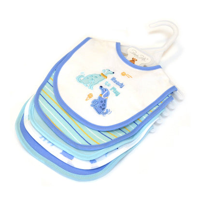 Soft Cotton Dog Theme Embroidered Baby Bibs - 5 Pack