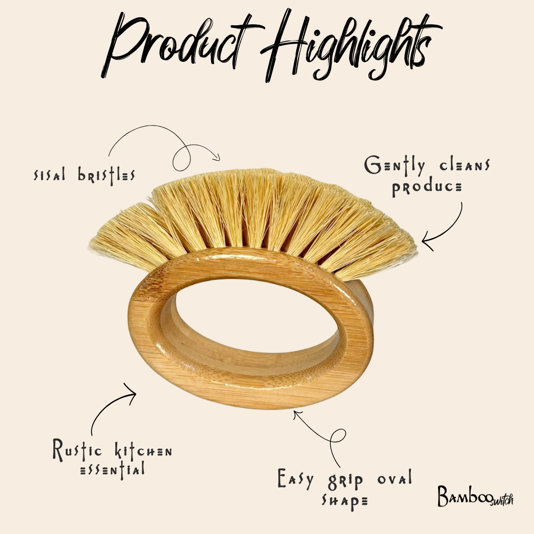 Bamboo Oval Vegetable Cleaning and Scrubbing Brush